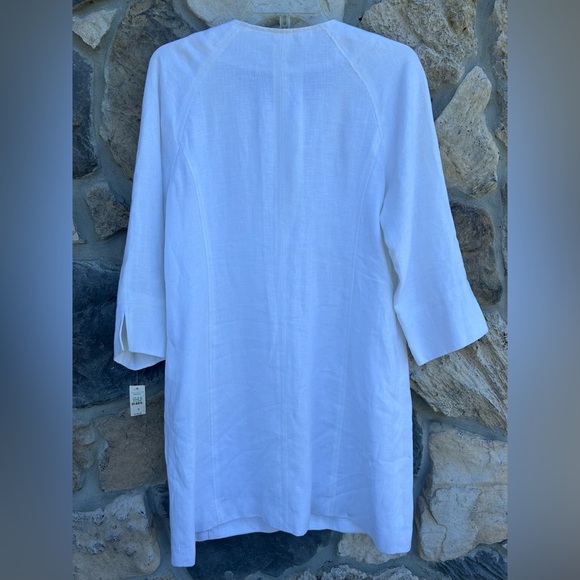 Talbots Irish Linen Jacket Sz S White Long Length Classy Layering Staple Beachy - Picture 2 of 6